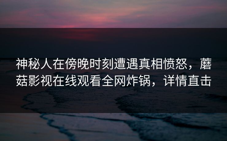 神秘人在傍晚时刻遭遇真相愤怒，蘑菇影视在线观看全网炸锅，详情直击