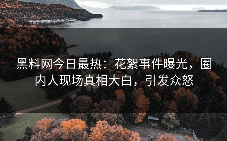 黑料网今日最热：花絮事件曝光，圈内人现场真相大白，引发众怒
