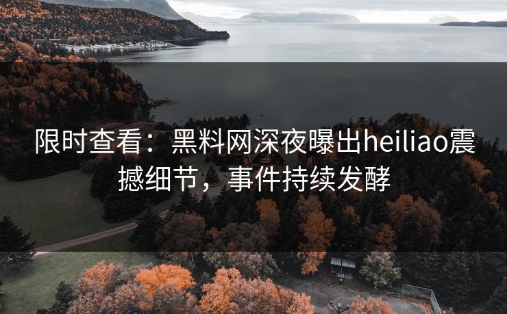 限时查看：黑料网深夜曝出heiliao震撼细节，事件持续发酵