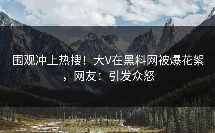 围观冲上热搜！大V在黑料网被爆花絮，网友：引发众怒