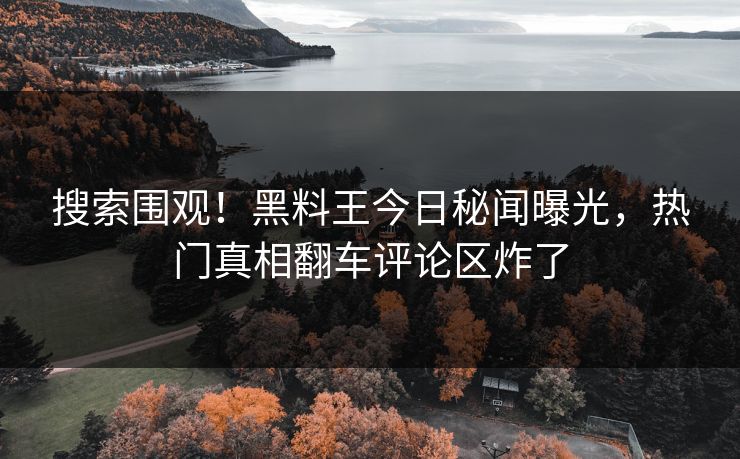 搜索围观！黑料王今日秘闻曝光，热门真相翻车评论区炸了