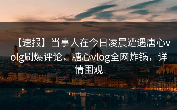 【速报】当事人在今日凌晨遭遇唐心volg刷爆评论，糖心vlog全网炸锅，详情围观